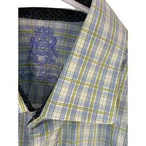 Mens English Laundry Plaid Contrast Dress Shirt 16.5 neck 32/33 sleeve EUC 6032